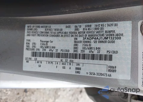 2018 Ford Fiesta S z USA, uszkodzony, nr VIN 3FADP4AJ1JM132300